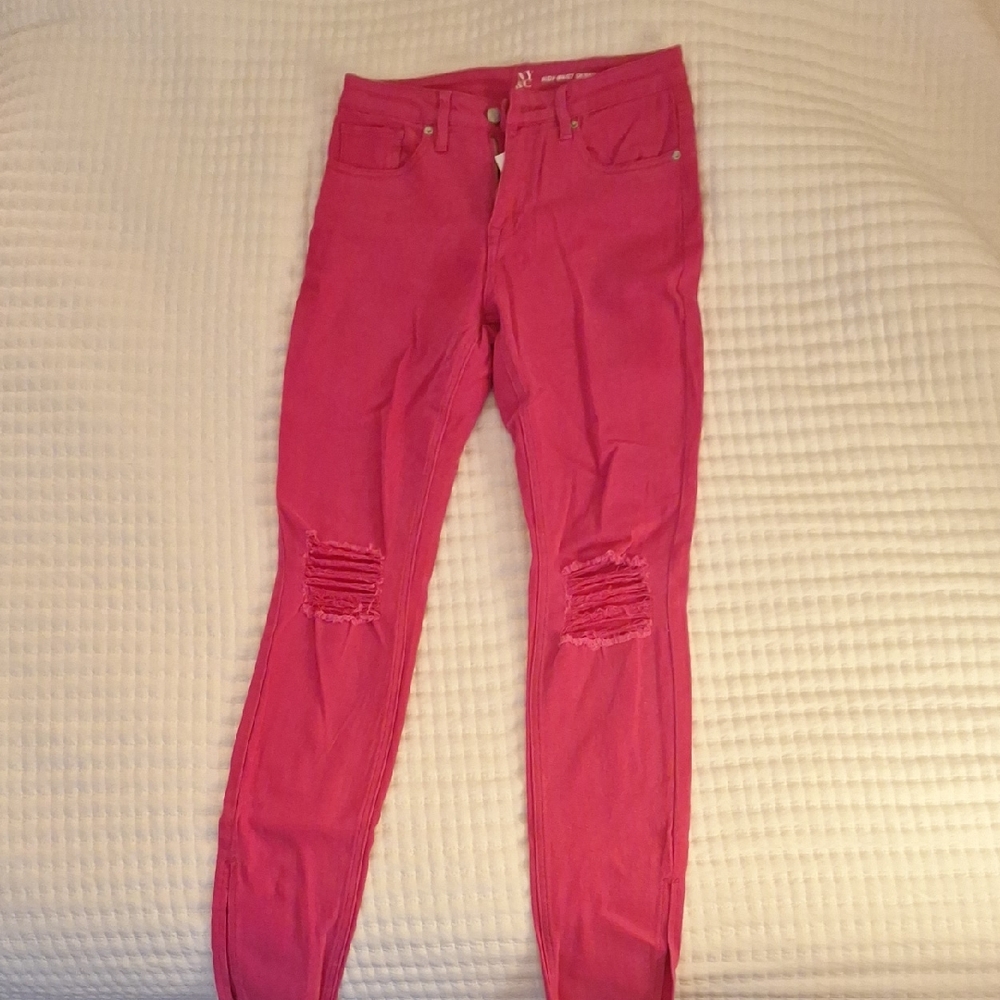 NEW New York & Company Hot Pink High-Waist Skinny Jeans